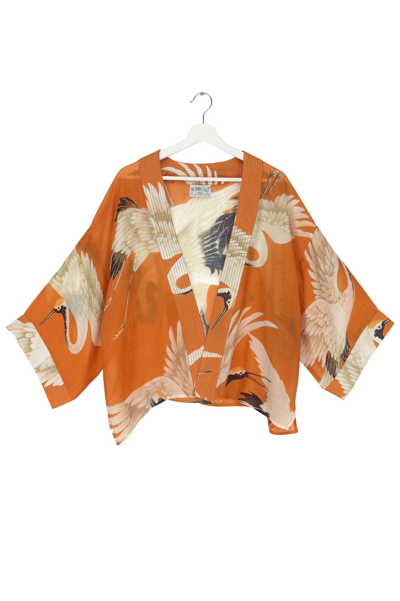 One Hundred Stars Stork Orange Kimono