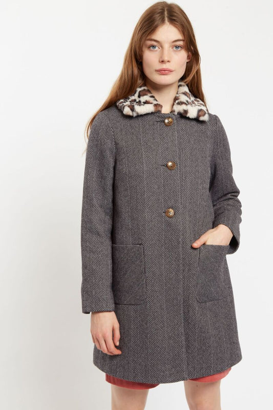 Louche Dryden Herringbone A Line Coat