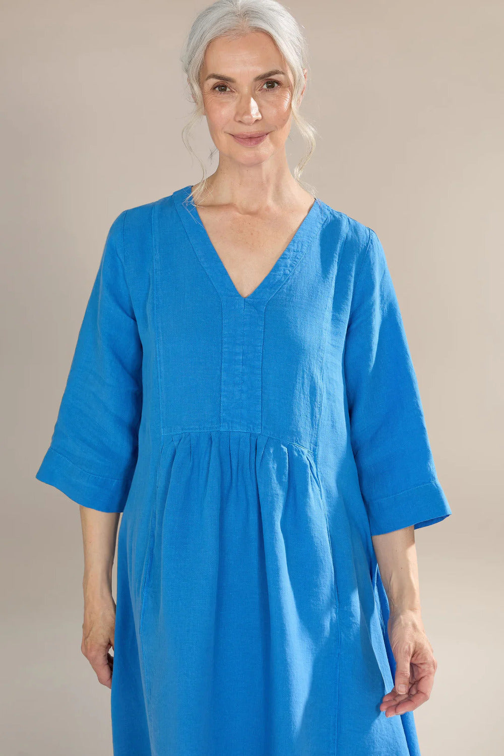 Organza Linen Pleat Front Dress