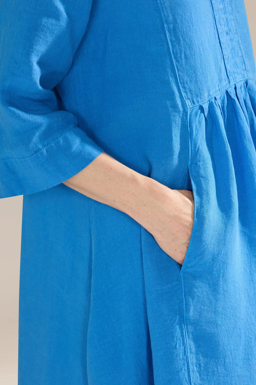 Organza Linen Pleat Front Dress