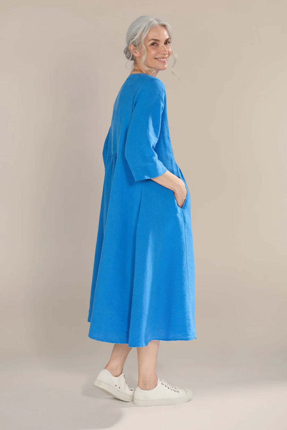 Organza Linen Pleat Front Dress
