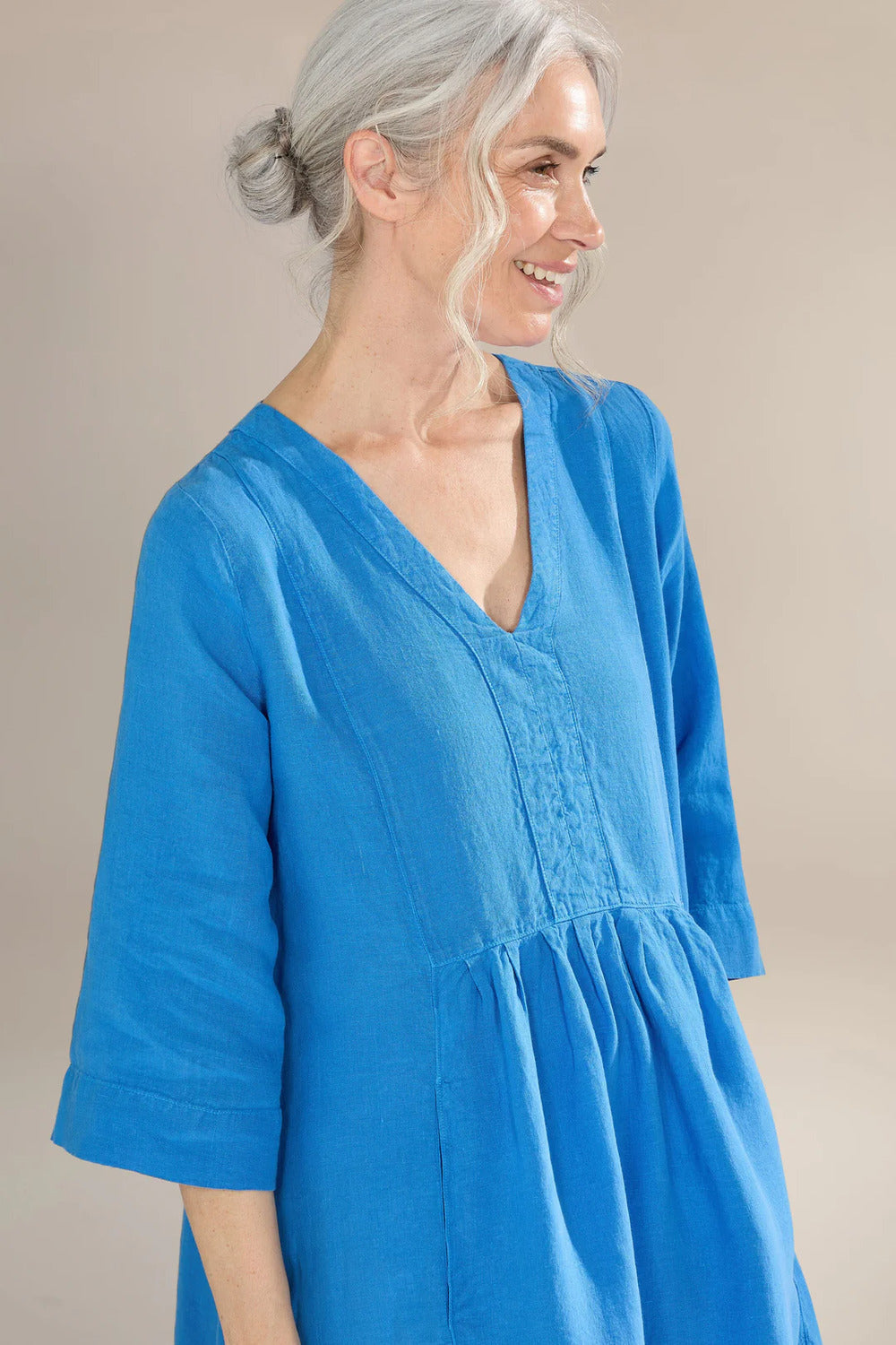 Organza Linen Pleat Front Dress