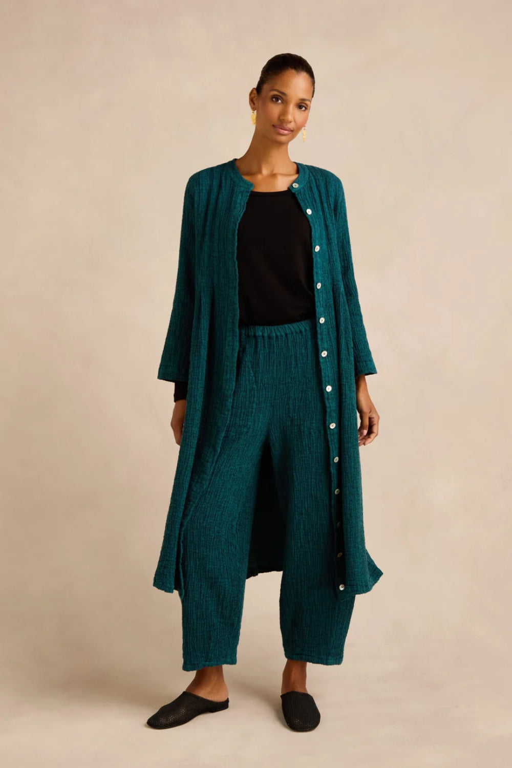 Crinkle Double Face Linen Dress
