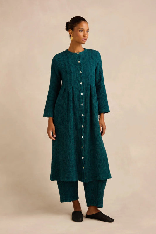 Crinkle Double Face Linen Dress
