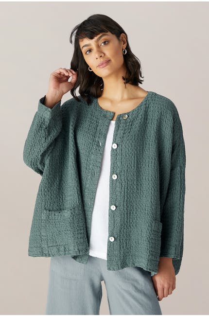 Sahara Waffle Linen Shacket Soft Pine