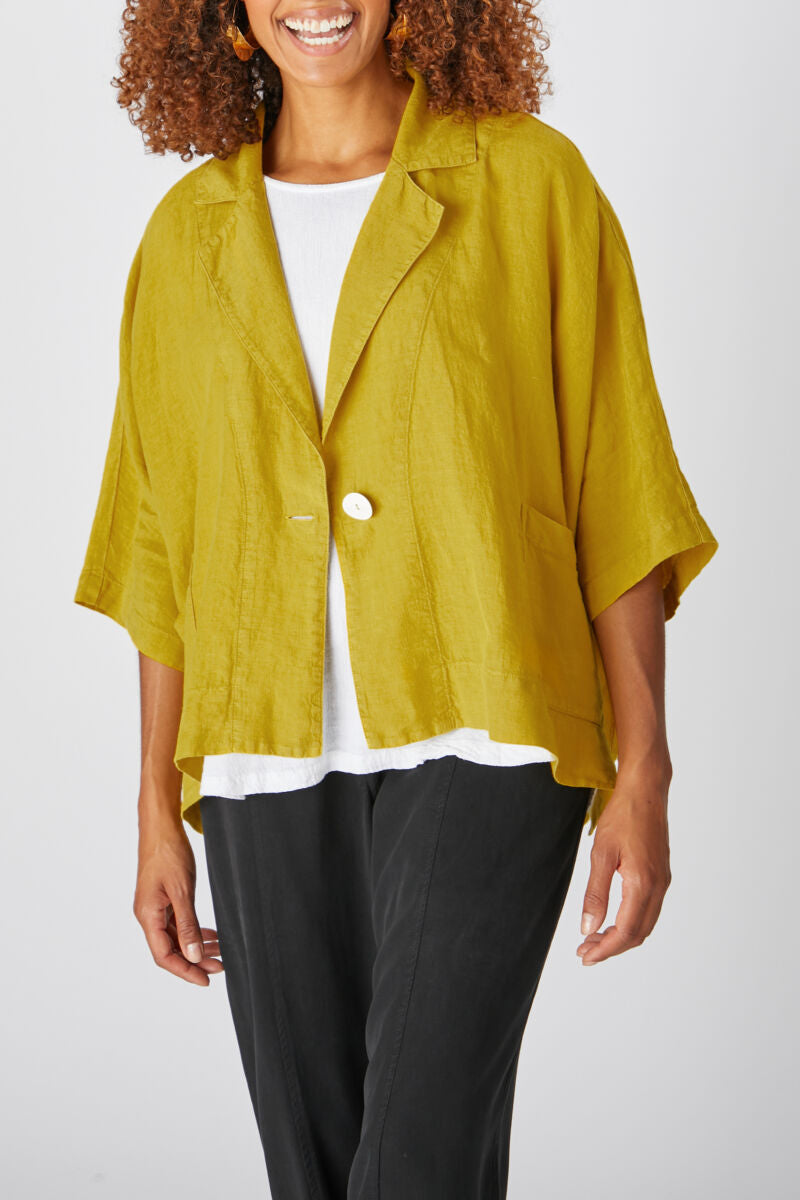 Sahara Organza Linen Boxy Jacket Saffron Yellow
