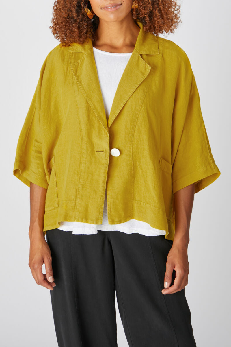 Sahara Organza Linen Boxy Jacket Saffron Yellow
