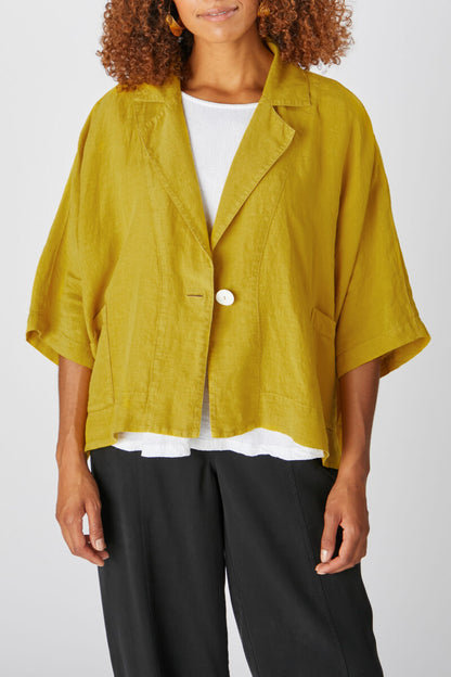 Sahara Organza Linen Boxy Jacket Saffron Yellow
