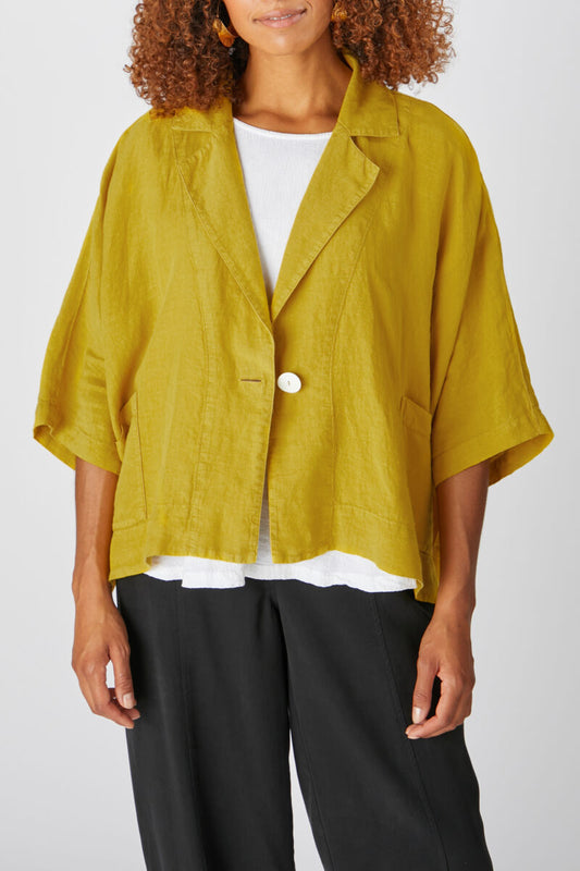 Sahara Organza Linen Boxy Jacket Saffron Yellow