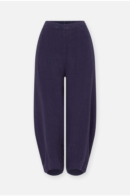 Sahara Texture Linen Crop Bubble Pant Midnight