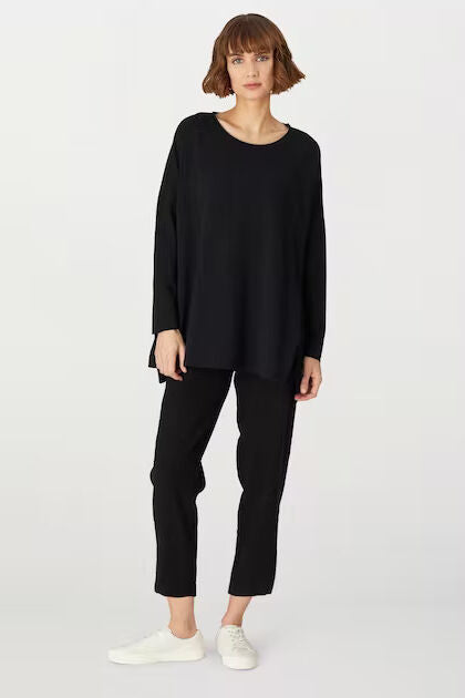 Sahara Textured Linen Slim Trousers Black Black