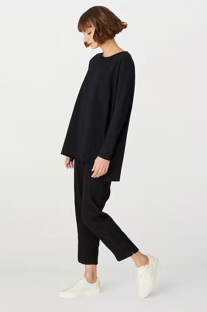 Sahara Textured Linen Slim Trousers Black Black
