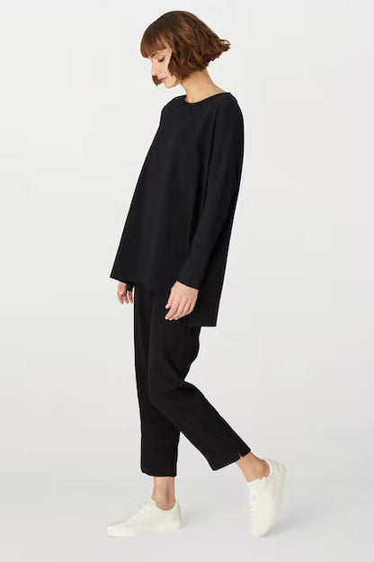Sahara Textured Linen Slim Trousers Black Black