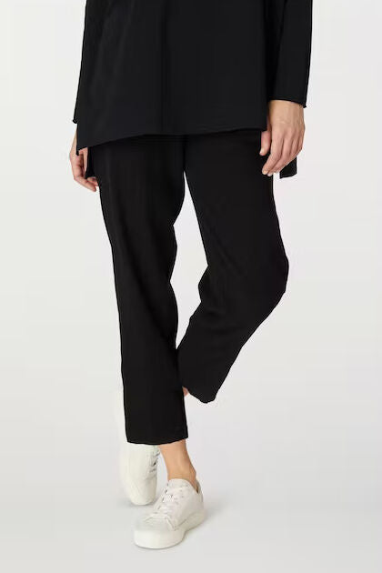 Sahara Textured Linen Slim Trousers Black Black
