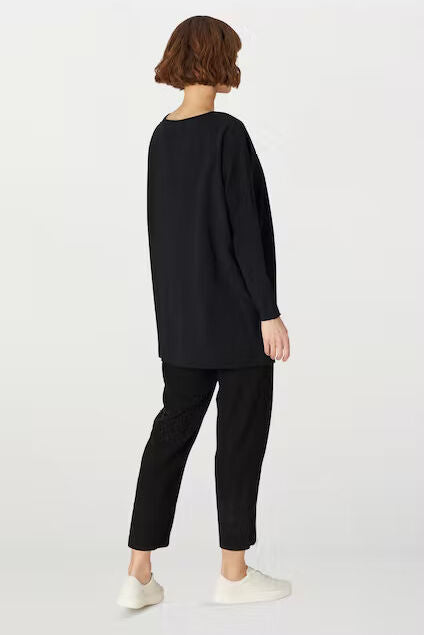 Sahara Textured Linen Slim Trousers Black Black