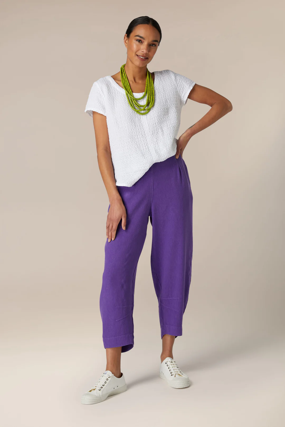 Sahara Twisted Linen Crop Bubble Trousers Pansy