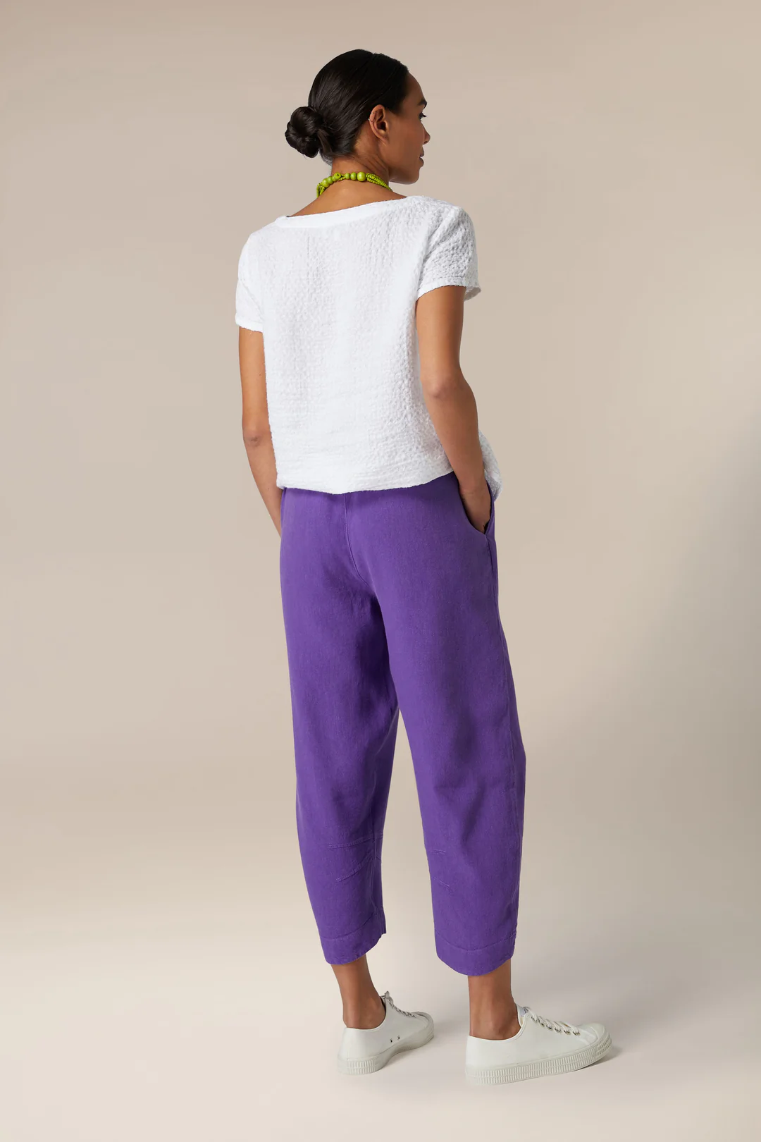 Sahara Twisted Linen Crop Bubble Trousers Pansy