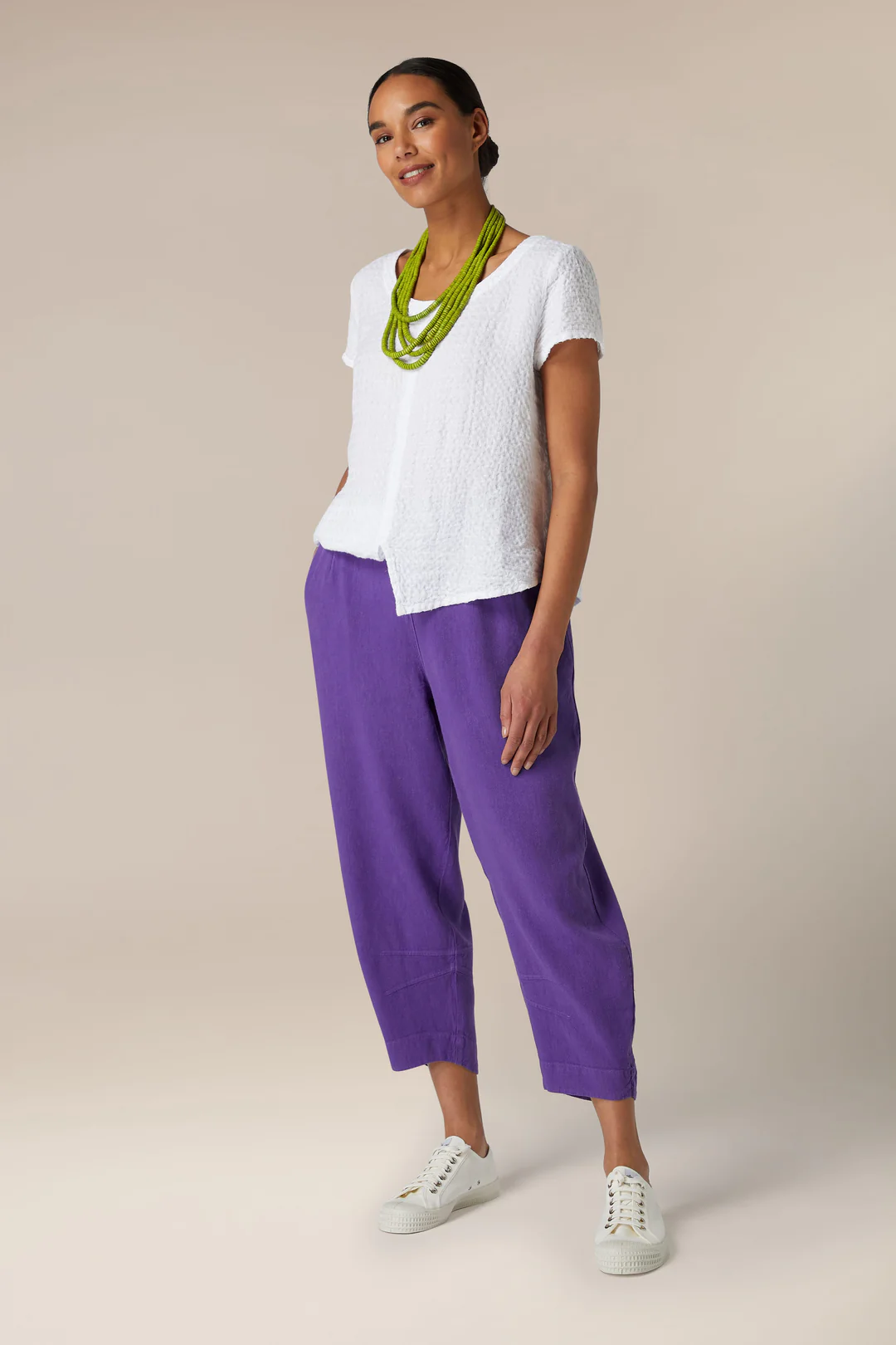 Sahara Twisted Linen Crop Bubble Trousers Pansy