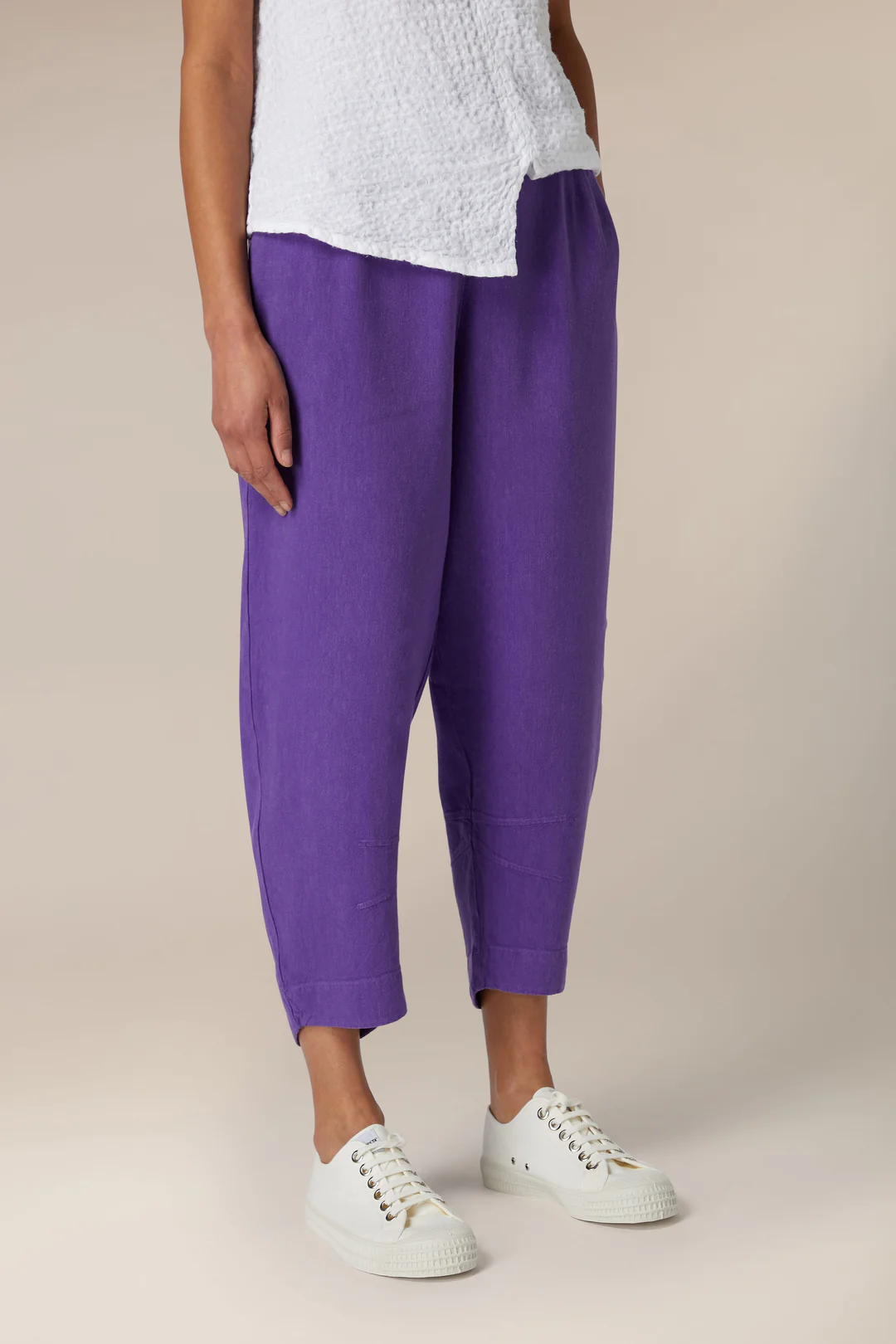 Sahara Twisted Linen Crop Bubble Trousers Pansy