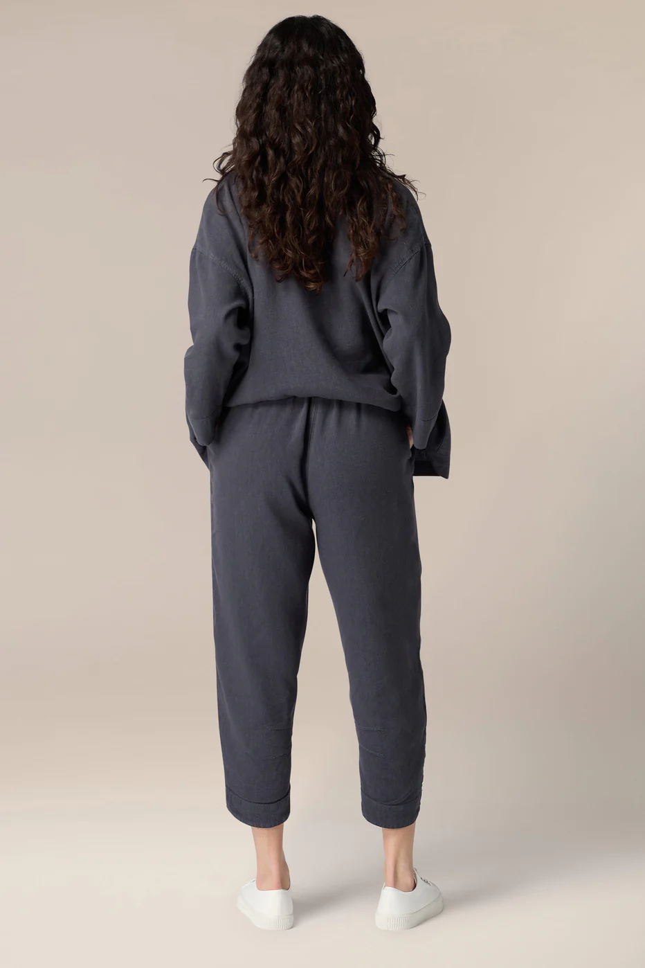 Sahara Textured Linen Crop Bubble Trousers Smoke