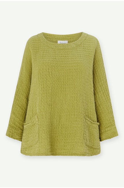 Sahara Waffle Linen Relaxed Top Moss