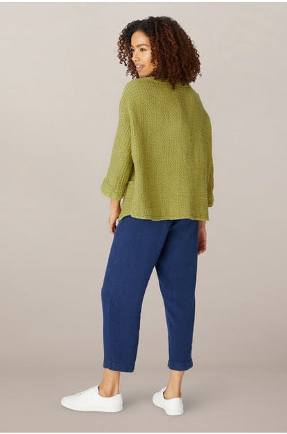 Sahara Waffle Linen Relaxed Top Moss