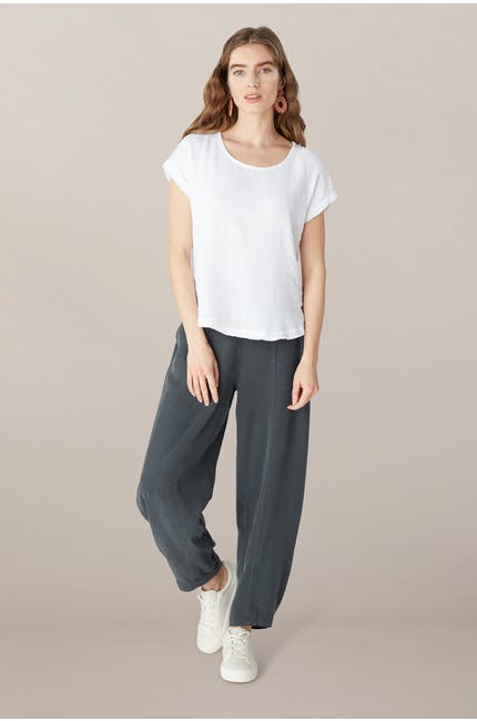 Sahara Crinkle Linen Top White