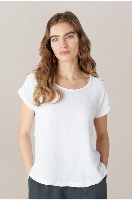 Sahara Crinkle Linen Top White