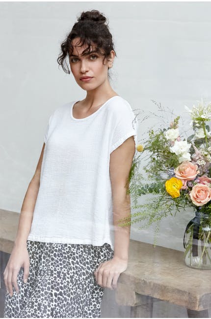 Sahara Crinkle Linen Top White