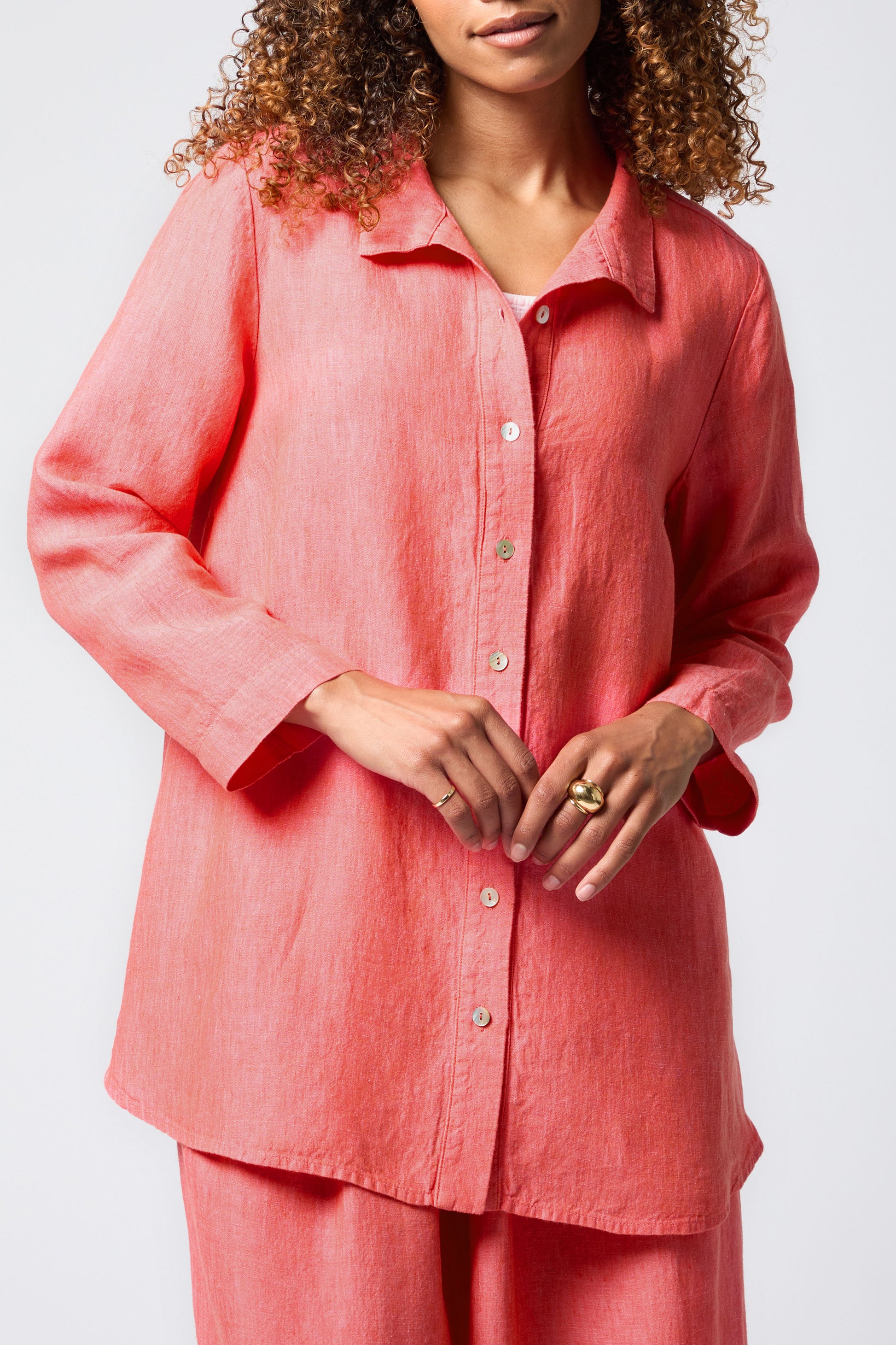 Sahara Cross Dye Linen Shirt Strawberry