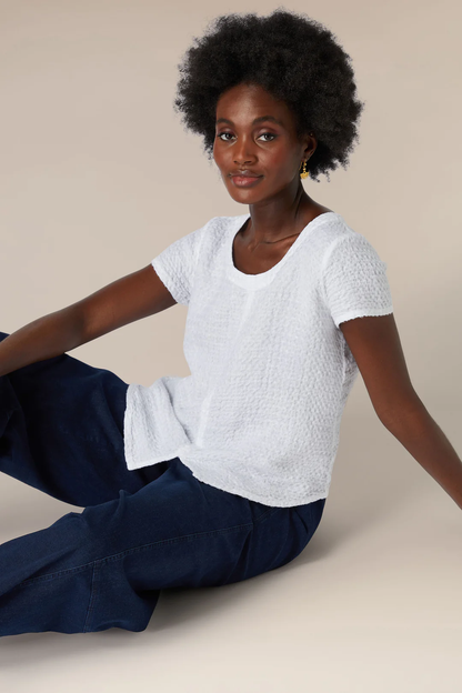 Sahara Waffle Linen Top White