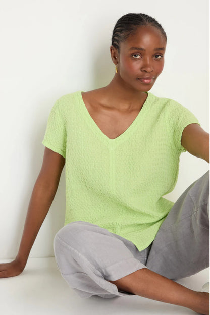 Waffle Linen V-Neck Top