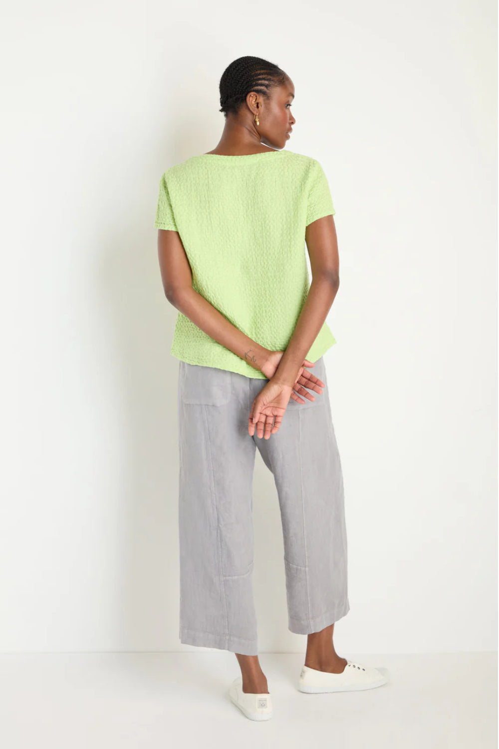 Waffle Linen V-Neck Top