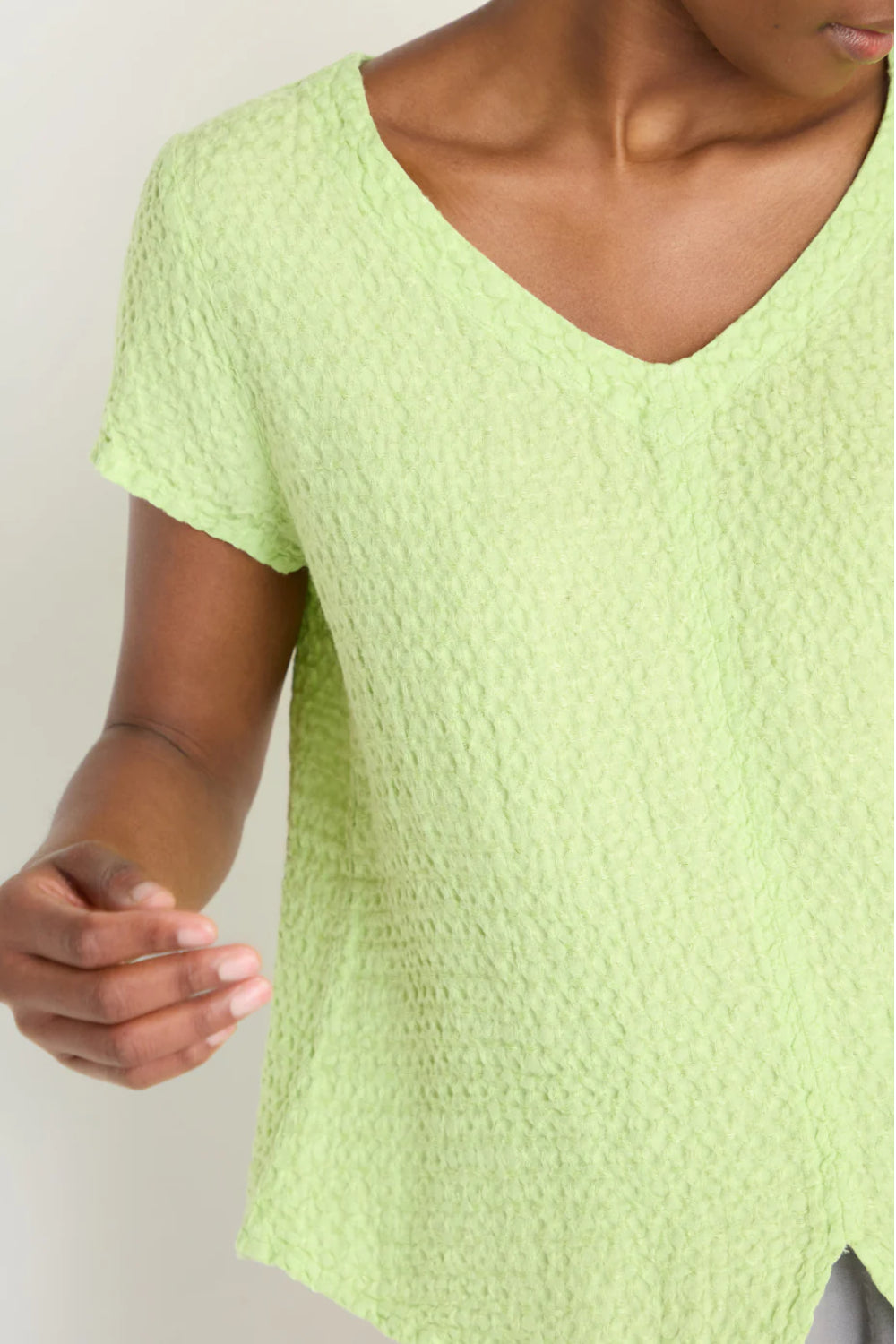 Waffle Linen V-Neck Top