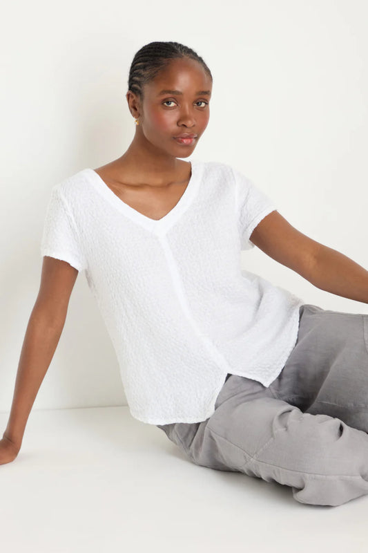 Waffle Linen V-Neck Top