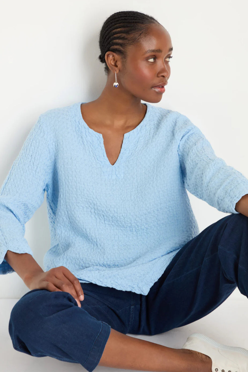 Waffle Linen Asymmetric Tunic