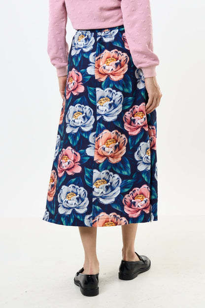 Lizea Peonies Pleated Midi Skirt