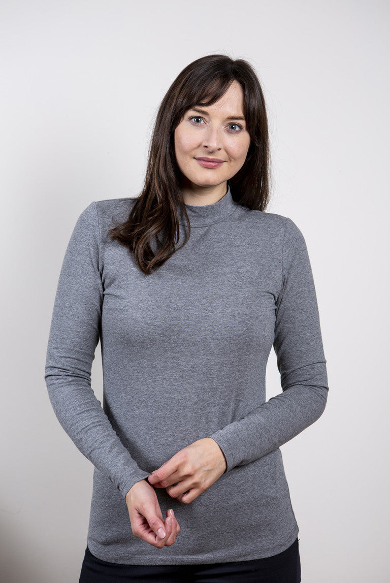 Lily and Me Turtle Neck Top Grey Marl