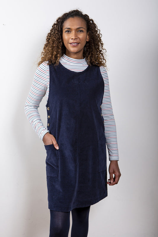 Lily and Me Carrie Cord Dress Plain Navy