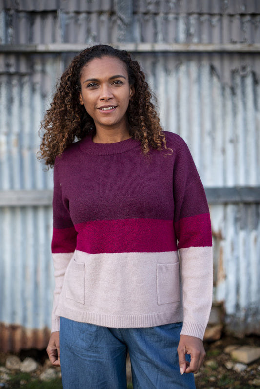 Lily and Me Hygee Stripe Jumper Damson