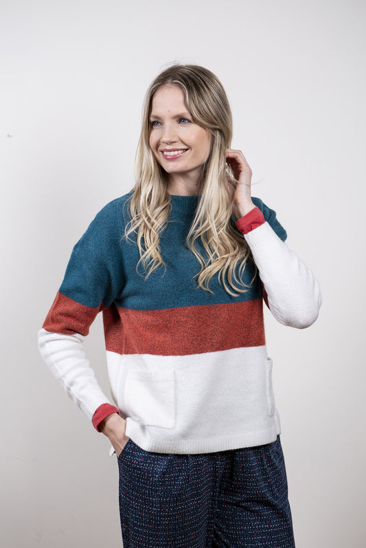 Lily and Me Hygee Stripe Jumper Teal