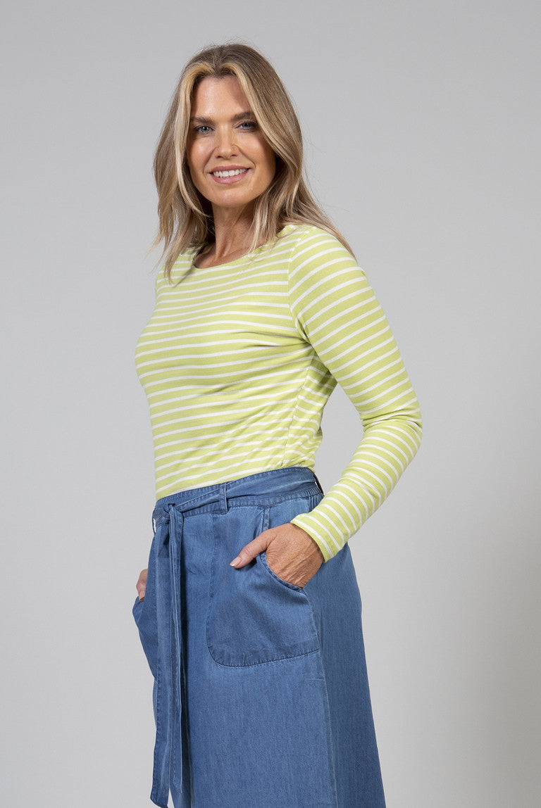 Lily and Me Monica Long Sleeve Stripe Top Lime