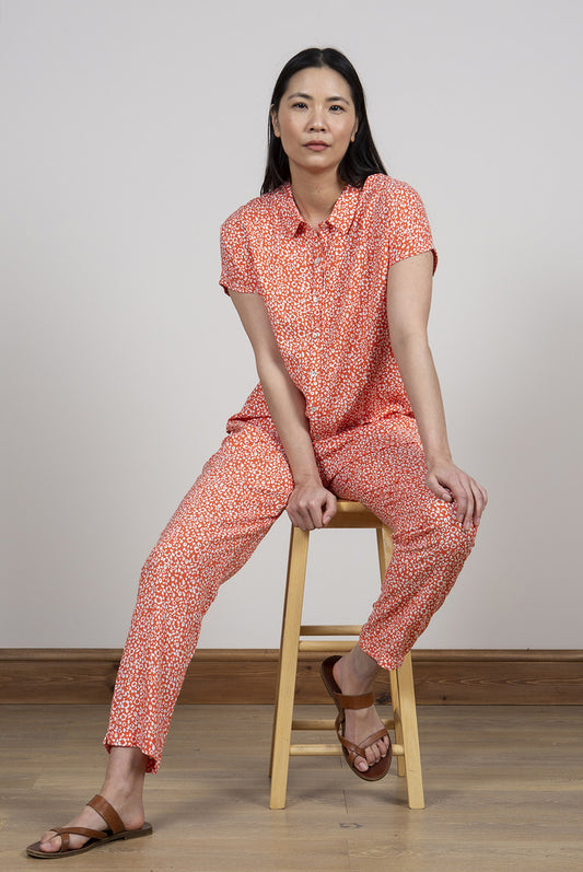 Lily and Me Saltgrass Shirt Ditsy Soft Orange