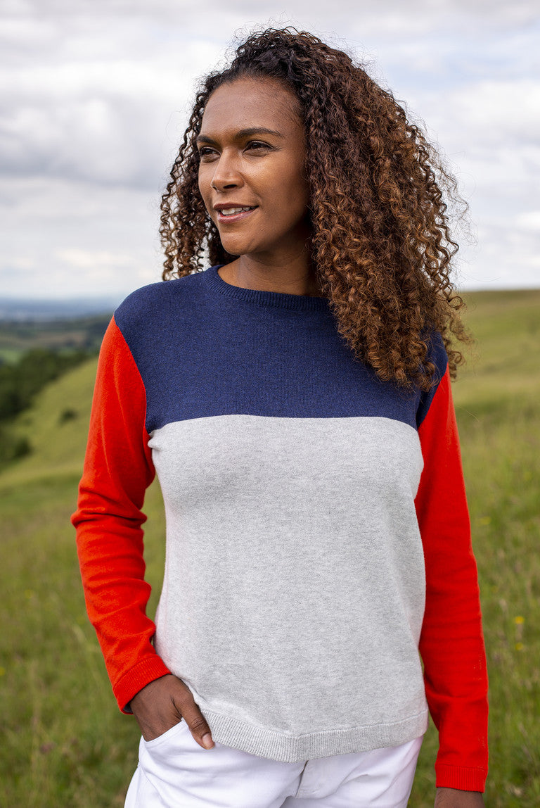 Lily and Me Meadow Colour Block Jumper Tomato