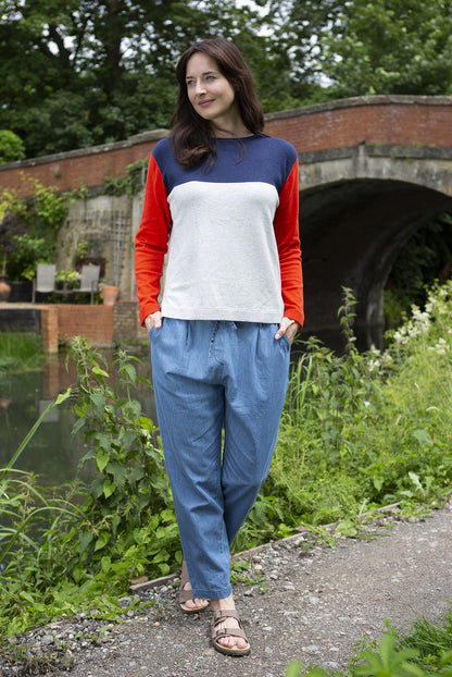 Lily and Me Meadow Colour Block Jumper Tomato