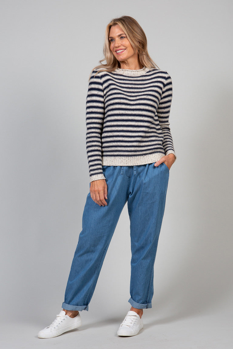 Lily and Me Tidal Jumper Flecked Stripe Navy