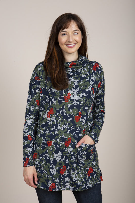 Lily and Me Delkin Jumper Hollyhocks Navy Blue