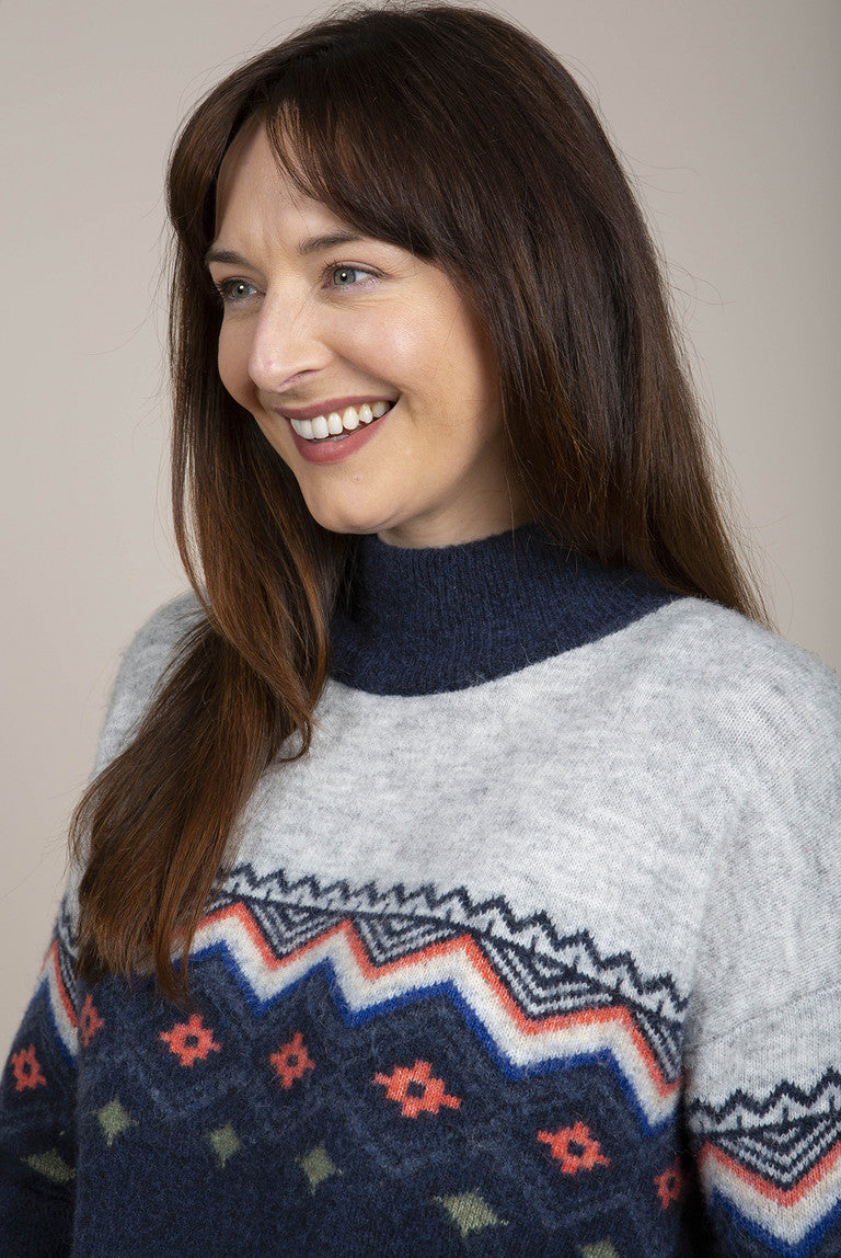 Lily and Me Belmont Fairisle Jumper Navy Blue