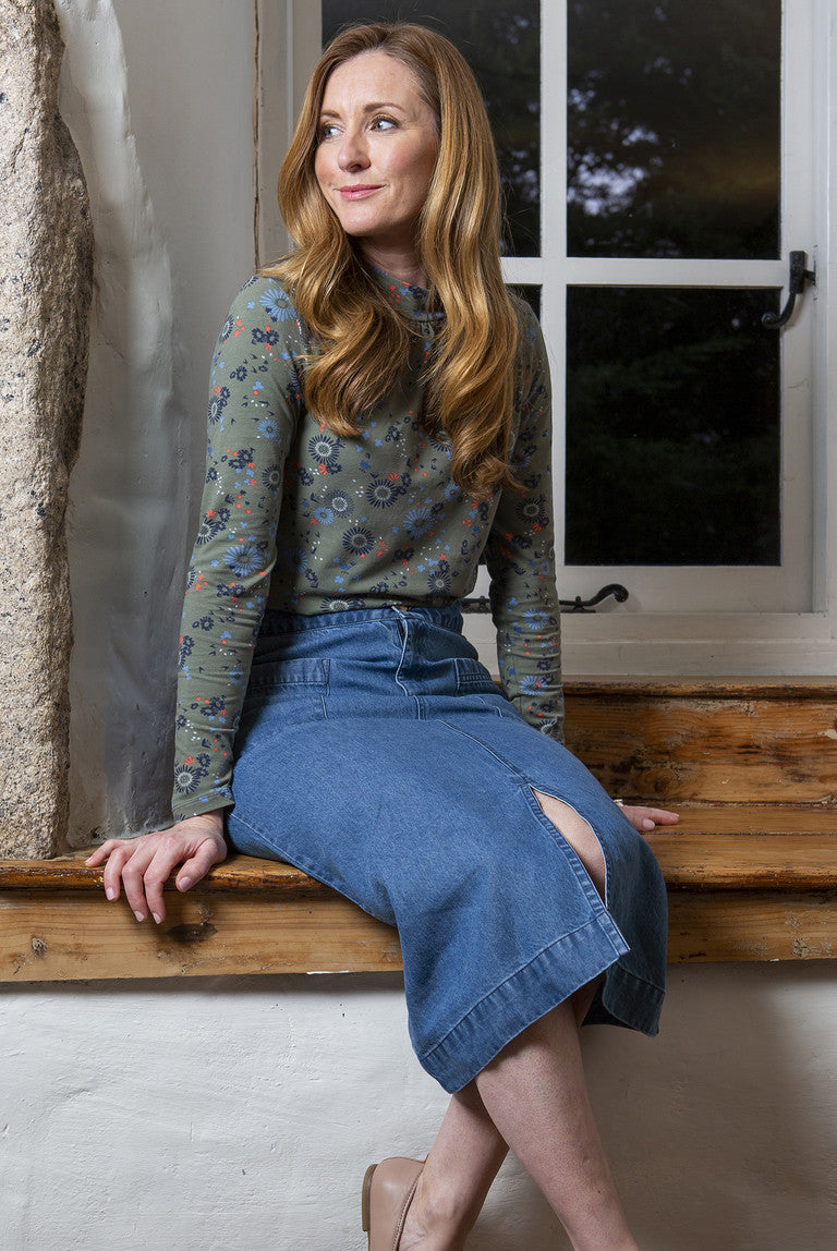 Lily and Me Penrose Denim Skirt Blue