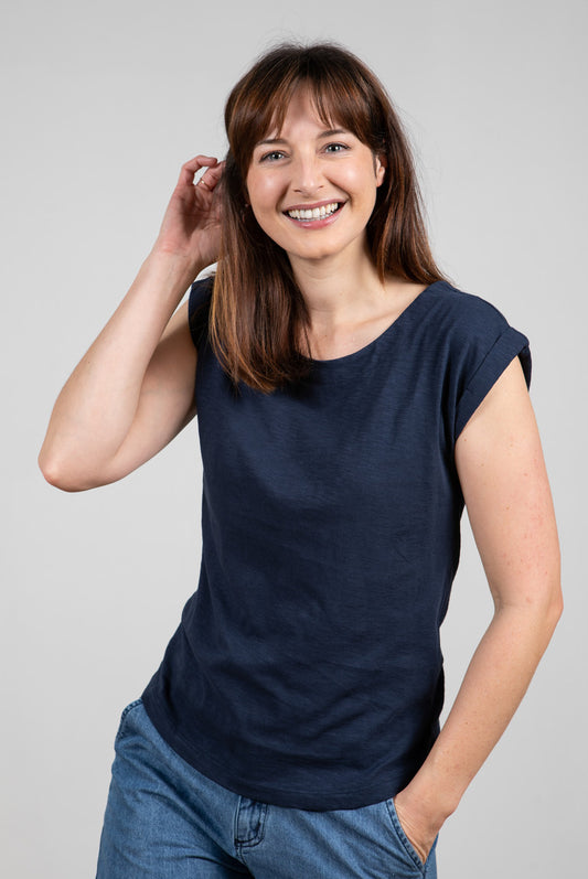 Lily and Me Navy Surfside Tee Plain Blue